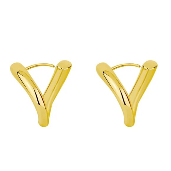 NWT - And Now This 18K Gold Over Brass Hinged Twist Hoop Earrings - Picture 2 of 15